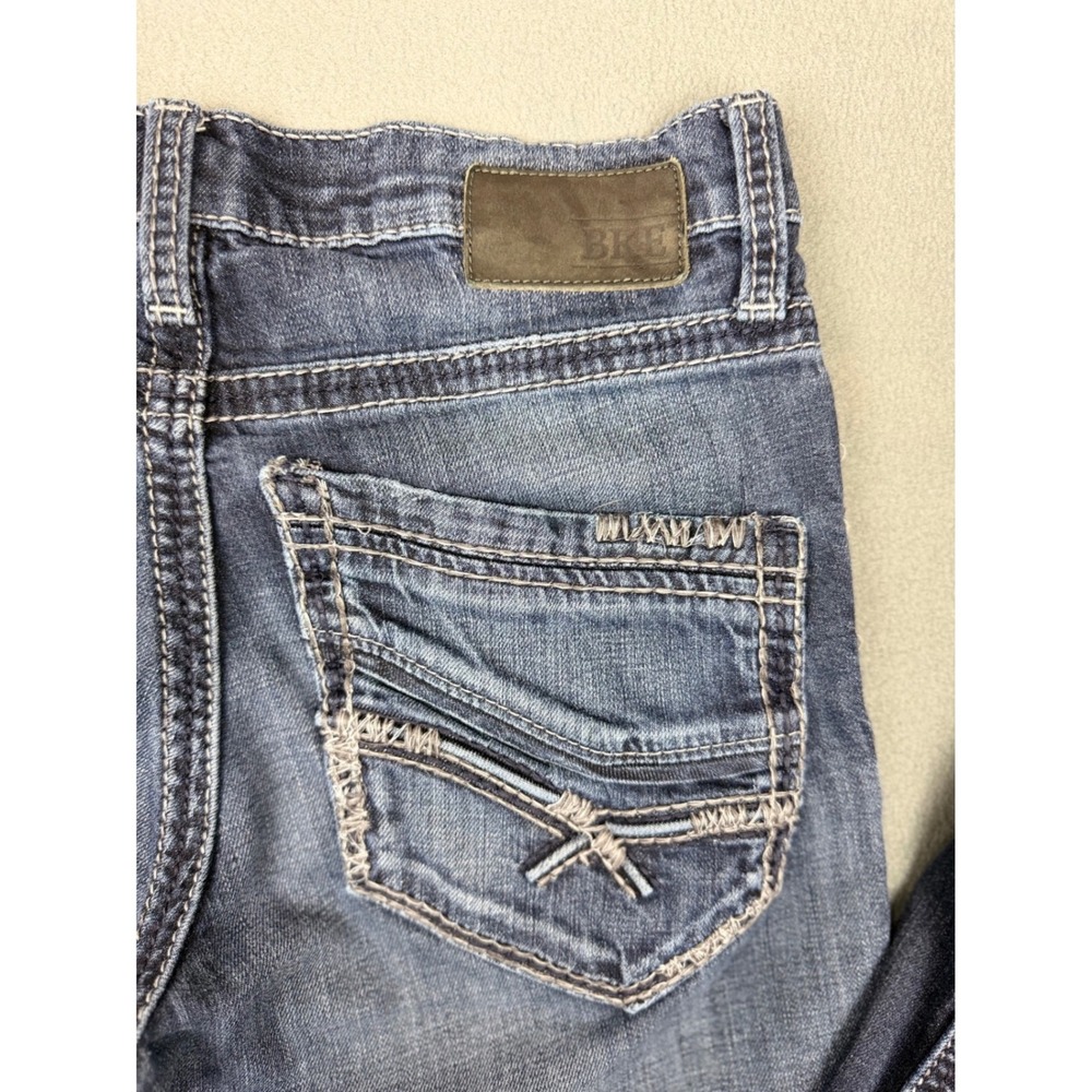 BKE Asher Slim Fit Dark Wash Jeans Mens 30XL Extra Long Paisley Cuff Stitching - Picture 9 of 11
